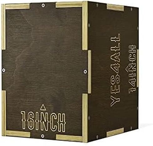 Yes4All Plyo Box، صندوق خشبي 3 في 1 للقفز في صالة الألعاب الرياضية المنزلية، والطعنات، والقرفصاء، والانخفاضات in Kuwait