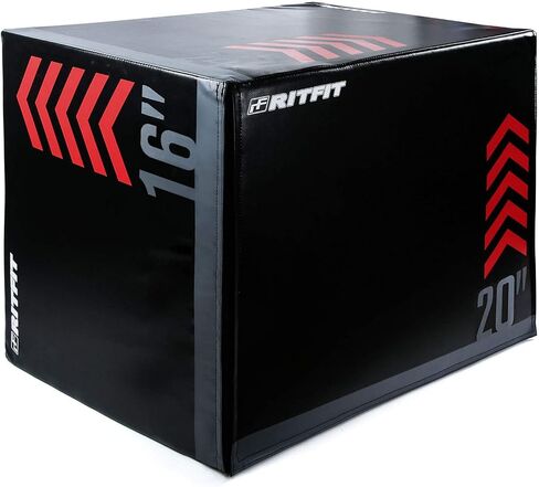 RitFit 3 in 1 Extra Firm Soft Plyo Box Foam Plyometric Box-30"x24"x20"-20"x18"x16" Heavy Duty High Density Foam Jumping Box 3 Sizes with PVC Cover,Platform for Home Gym Fitness, 440lb Weight Capacity in Kuwait