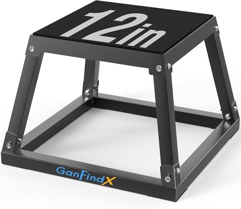 GanFindX Plyometric Jump Box Set, 12/18/24 Inch Steel Plyo Box, Heavy Duty Plyometric Platform with Anti-Slip Surface for Home Gym Training, Step-Up, Agility and Strength Conditioning in Kuwait