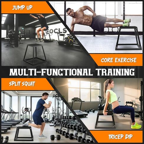 GanFindX Plyometric Jump Box Set, 12/18/24 Inch Steel Plyo Box, Heavy Duty Plyometric Platform with Anti-Slip Surface for Home Gym Training, Step-Up, Agility and Strength Conditioning in Kuwait
