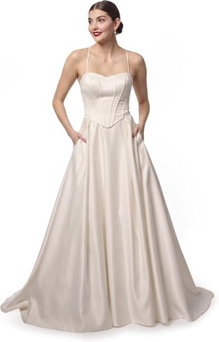 David's Bridal Satin Corset Bodice Ball Gown Wedding Dress in Kuwait