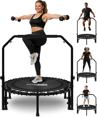 JUMPZYLLA Mini Rebounder Trampoline للبالغين، ترامبولين للياقة البدنية مع بار in Kuwait