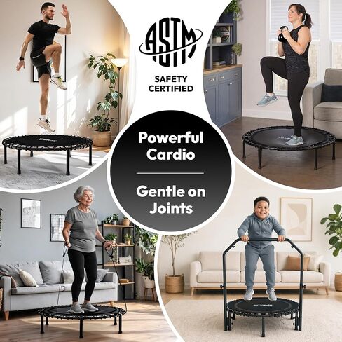 JUMPZYLLA Mini Rebounder Trampoline للبالغين، ترامبولين للياقة البدنية مع بار in Kuwait