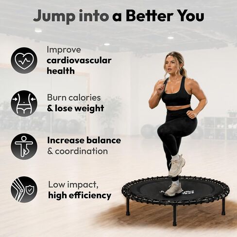 JUMPZYLLA Mini Rebounder Trampoline للبالغين، ترامبولين للياقة البدنية مع بار in Kuwait
