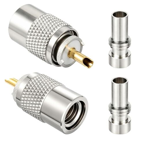 موصلات PL-259 حزمة UHF PL 259 ذكر موصل لحام نوع القابس مع محول RFAdapter 50ohm لـ RG59 RG8x LMR-400 RG-213 متوافق مع هوائي راديو هام in Kuwait