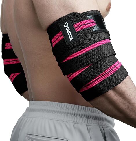 DMoose Fitness Elbow Wraps for Weightlifting (Pair) - 40'' Adjustable Strap for Gym Workout & Bench Press, Compression Elbow Sleeves for Tendonitis, Joint Support, Powerlifting & Deadlifts in Kuwait