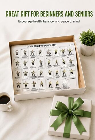 VLFFY Tai Chi Chair Workout Chart-30 Day Chair Tai Chi Exercise for Seniors & Beginners Canvas Wall Art for Home Gym Living Room Bedroom 18 * 12in in Kuwait