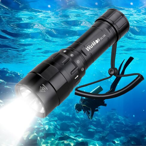 Wurkkos DL30 ضوء غوص قابل لإعادة الشحن، 3600 لومن فائق السطوع ضوء غوص، IPX-8 مصباح يدوي مقاوم للماء، أضواء تحت الماء 100 متر للغوص الليلي في الكهف والغطس وأضواء أمان غاطسة in Kuwait