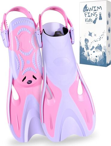 Kids Swim Fins, Adjustable Snorkel Fins Travel Size Flippers for Swimming Snorkeling Diving for Children Youth Ages 6-14 in Kuwait