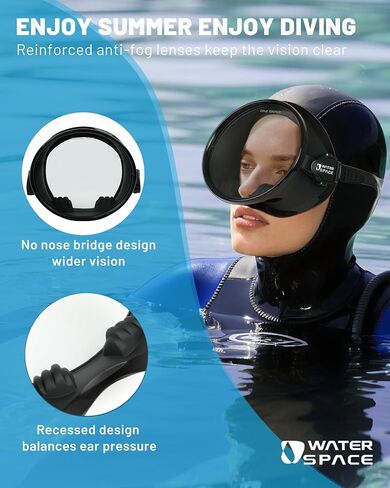Water Space Wipe Anti Fog Oval Diving Mask for Adults Youth Over16, HD Tempered Glass 180° Clear Vision No Leak Soft Silicone in Saudi Arabia