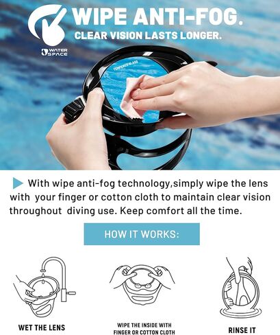 Water Space Wipe Anti Fog Oval Diving Mask for Adults Youth Over16, HD Tempered Glass 180° Clear Vision No Leak Soft Silicone in Saudi Arabia
