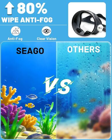 Water Space Wipe Anti Fog Oval Diving Mask for Adults Youth Over16, HD Tempered Glass 180° Clear Vision No Leak Soft Silicone in Saudi Arabia