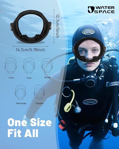 Water Space Wipe Anti Fog Oval Diving Mask for Adults Youth Over16, HD Tempered Glass 180° Clear Vision No Leak Soft Silicone in Saudi Arabia