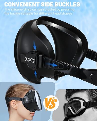 Water Space Wipe Anti Fog Oval Diving Mask for Adults Youth Over16, HD Tempered Glass 180° Clear Vision No Leak Soft Silicone in Saudi Arabia