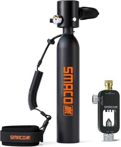 SMACO Mini Scuba Tank 0.5L Portable Reusable Diving Tank Emergency Diving Cylinder for Snorkeling, Freediving, Boat Cleaning & Air Backup Lightweight & Compact Design Pony Bottle S300 in Kuwait