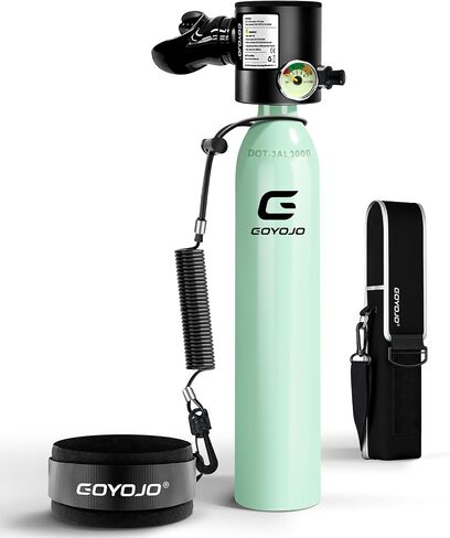 GOYOJO Mini Scuba Tank with DOT Certified, Portable Scuba Diving Kit with Optional Snorkel Mask Combo, Refillable Emergency Backup Pony Bottle for Snorkeling, Underwater Breathing, Training in Kuwait