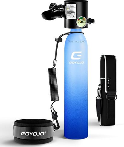GOYOJO Mini Scuba Tank with DOT Certified, Portable Scuba Diving Kit with Optional Snorkel Mask Combo, Refillable Emergency Backup Pony Bottle for Snorkeling, Underwater Breathing, Training in Kuwait