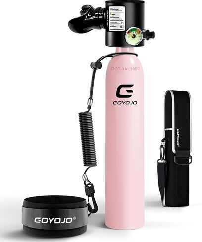 GOYOJO Mini Scuba Tank with DOT Certified, Portable Scuba Diving Kit with Optional Snorkel Mask Combo, Refillable Emergency Backup Pony Bottle for Snorkeling, Underwater Breathing, Training in Kuwait