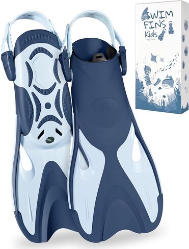 Kids Swim Fins, Adjustable Snorkel Fins Travel Size Flippers for Swimming Snorkeling Diving for Children Youth Ages 6-14 in Kuwait