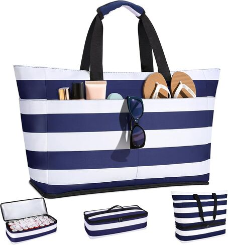 54L Large Beach Bag with Detachable Cooler, Waterproof Sandproof Beach Bags for Women, Duffle Bag for Diving/Swimming in Kuwait