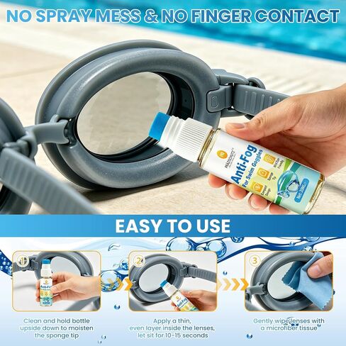 Anti-Fog for Swim Goggles, Clear Vision Mask Defogger, 2+ Hour Fog-Free Protection, Safe Formula with Sponge Applicator, for Snorkel, Diving & Ski Masks (20 ml) in Kuwait
