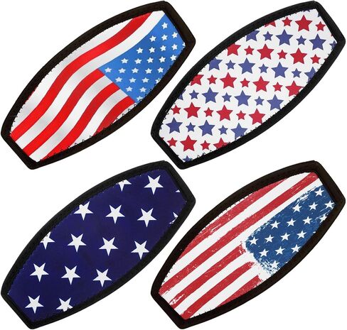 Sabary 4 Pcs July of 4th Dive Scuba Mask Strap Covers 250th Anniversary Patriotic Red White Blue Neoprene Mask Strap Soft Snorkel Sleeves with USA Flag Independence Day Summer Swimming for Diving Pool in Kuwait