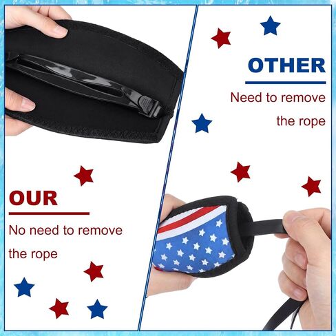 Sabary 4 Pcs July of 4th Dive Scuba Mask Strap Covers 250th Anniversary Patriotic Red White Blue Neoprene Mask Strap Soft Snorkel Sleeves with USA Flag Independence Day Summer Swimming for Diving Pool in Kuwait
