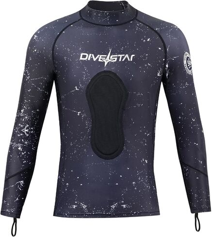 Black Camouflage Rash Guard Top/Pants for Men, Split UV Protection Wetsuit Dive Skins for Spearfishing Snorkeling Surfing Scuba Diving Swimming in Kuwait