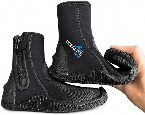 5mm Neoprene Diving Boots Side Zipper with Secure Closure, Vulcanized Anti-Slip Rubber Sole Scuba Snorkeling Wetsuit Booties for Men Women in Kuwait