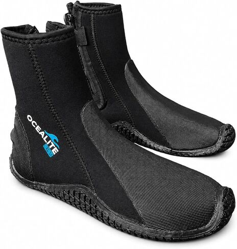 5mm Neoprene Diving Boots Side Zipper with Secure Closure, Vulcanized Anti-Slip Rubber Sole Scuba Snorkeling Wetsuit Booties for Men Women in Kuwait