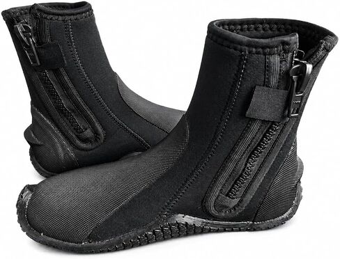 5mm Neoprene Diving Boots Side Zipper with Secure Closure, Vulcanized Anti-Slip Rubber Sole Scuba Snorkeling Wetsuit Booties for Men Women in Kuwait