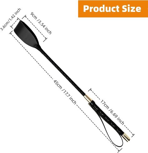 18 Inch Riding Crop Horse Whip, Premium PU Leather Equestrian Training Crop with Non-Slip Handle, Durable Double Slapper, Black in Kuwait