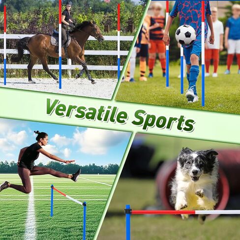 6 قطع من أعمدة ثني القطب للخيول، معدات تدريب الفروسية قابلة للتعديل بطول 6 أقدام للخيول، أعمدة خفة الحركة للخيول وكرة القدم والكلاب، أحمر، أبيض، أزرق in Kuwait