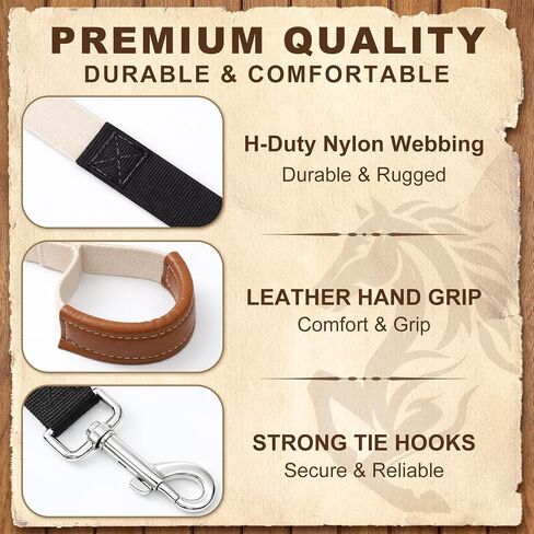 2 Pack Horse Driving Lines, Cotton Web Lunge Line, Solid Brass Trigger Snaps, Reins for Cart Training, Harness, Ground Driving, Horse Work in Kuwait
