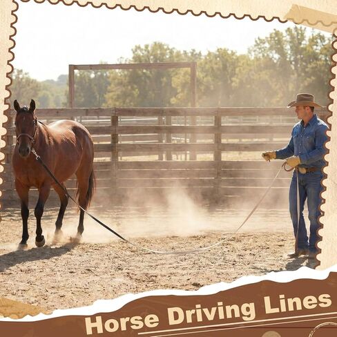 2 Pack Horse Driving Lines, Cotton Web Lunge Line, Solid Brass Trigger Snaps, Reins for Cart Training, Harness, Ground Driving, Horse Work in Kuwait