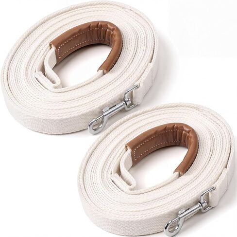 2 Pack Horse Driving Lines, Cotton Web Lunge Line, Solid Brass Trigger Snaps, Reins for Cart Training, Harness, Ground Driving, Horse Work in Kuwait