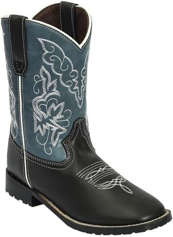 TuffRider Children's Yellowstone Rounded Toe Western Boot- Mocha w/Blue- 9C in Kuwait