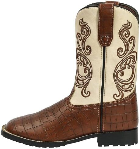 TuffRider Youth Shenandoah Rounded Toe Western Boot- Brown w/Light Pink- 7Y in Kuwait