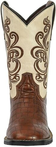 TuffRider Youth Shenandoah Rounded Toe Western Boot- Brown w/Light Pink- 7Y in Kuwait