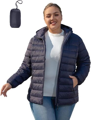 زائد سترة منتفخة الحجم للنساء 1x-7x مقاوم للماء معطف الشتاء معطف خفيف الوزن in Kuwait