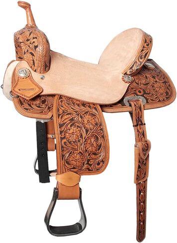HILASON Flex Tree Western Horse Saddle in American Leather Barrel Trail | for Horses in Kuwait