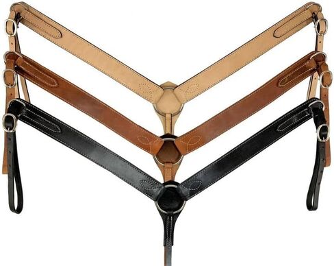 Leather Western Breast Collar for Horse Riding Adjustable and Comfortable Equestrian Tack Durable Saddle Strap for Roping and Ranch Work (Black) in Saudi Arabia