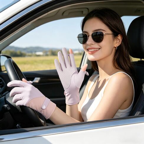 قفازات RUYO للسيدات بعامل حماية من الأشعة فوق البنفسجية 50+، عبوة من قطعتين للحماية من الشمس، حرير جليدي تبريد ومضاد للانزلاق، كرة مخلل للقيادة والمشي لمسافات طويلة، مقاس واحد in Kuwait