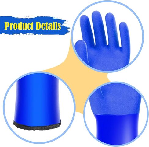 Insulated Thermal Winter Work Gloves - 30cm (12 inch) Long Flannel Rubber Construction Cold Protection for Warehouse Camping Outdoor Use in Kuwait