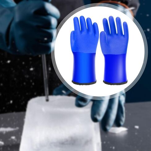 Insulated Thermal Winter Work Gloves - 30cm (12 inch) Long Flannel Rubber Construction Cold Protection for Warehouse Camping Outdoor Use in Kuwait