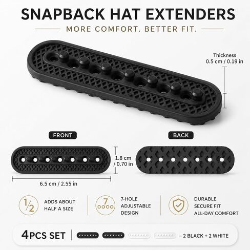 4 قطع موسع Snapback، موسع القبعة وموسع القبعة، موسع خلفي من السيليكون نصف الحجم لقبعات البيسبول، موسعات القبعة Snapback، استبدال القبعة، أداة ضبط القبعة in Kuwait