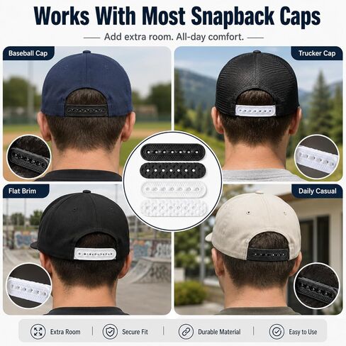 4 قطع موسع Snapback، موسع القبعة وموسع القبعة، موسع خلفي من السيليكون نصف الحجم لقبعات البيسبول، موسعات القبعة Snapback، استبدال القبعة، أداة ضبط القبعة in Kuwait