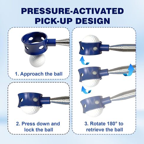 Golf Ball Retriever Telescopic for Water, 9/12/15/20Ft GolfBall Grabber Tool, Golf Accessories Gifts for Men, Women & Golfers, Golf Balls Picker with Stainless Steel Shaft & Rubber Grip in Kuwait