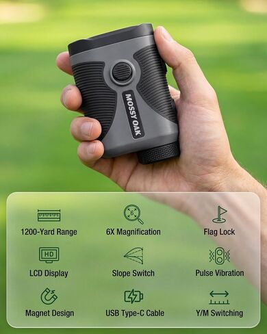 موسي أوك جولف Rangefinder مع مفتاح المنحدر، مكتشف نطاق 1200Y للعب الجولف، اهتزاز قفل عمود العلم، تكبير 6X، مكتشف نطاق ليزر قابل لإعادة الشحن، شريط مغناطيسي، ملحقات الجولف للرجال in Kuwait