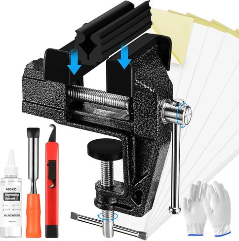 MoKo Golf Grip Kit for Regripping Clubs, Portable Golf Regripping Kit, Includes Hook Blade, Tapes, Rubber Clamp, Bench Vise, Tape Remover, Gloves, Solvent and Nozzles, Easy to Use in Kuwait